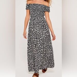 APRICOT Blue and White Maxi Dress Smocked Pencil Resort Wear